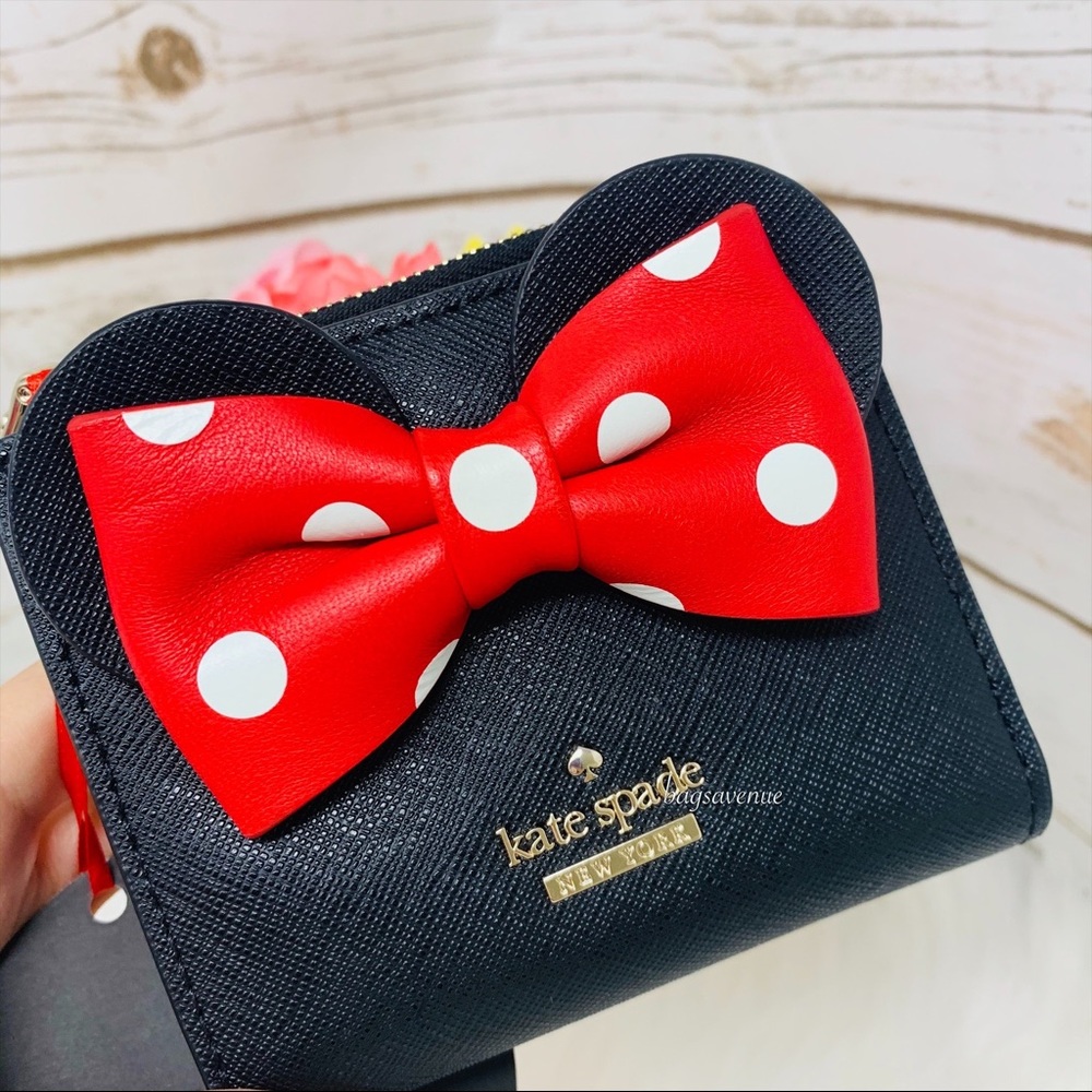 Minnie Mouse adalyn wallet Kate spade black red - Picture 3 of 8